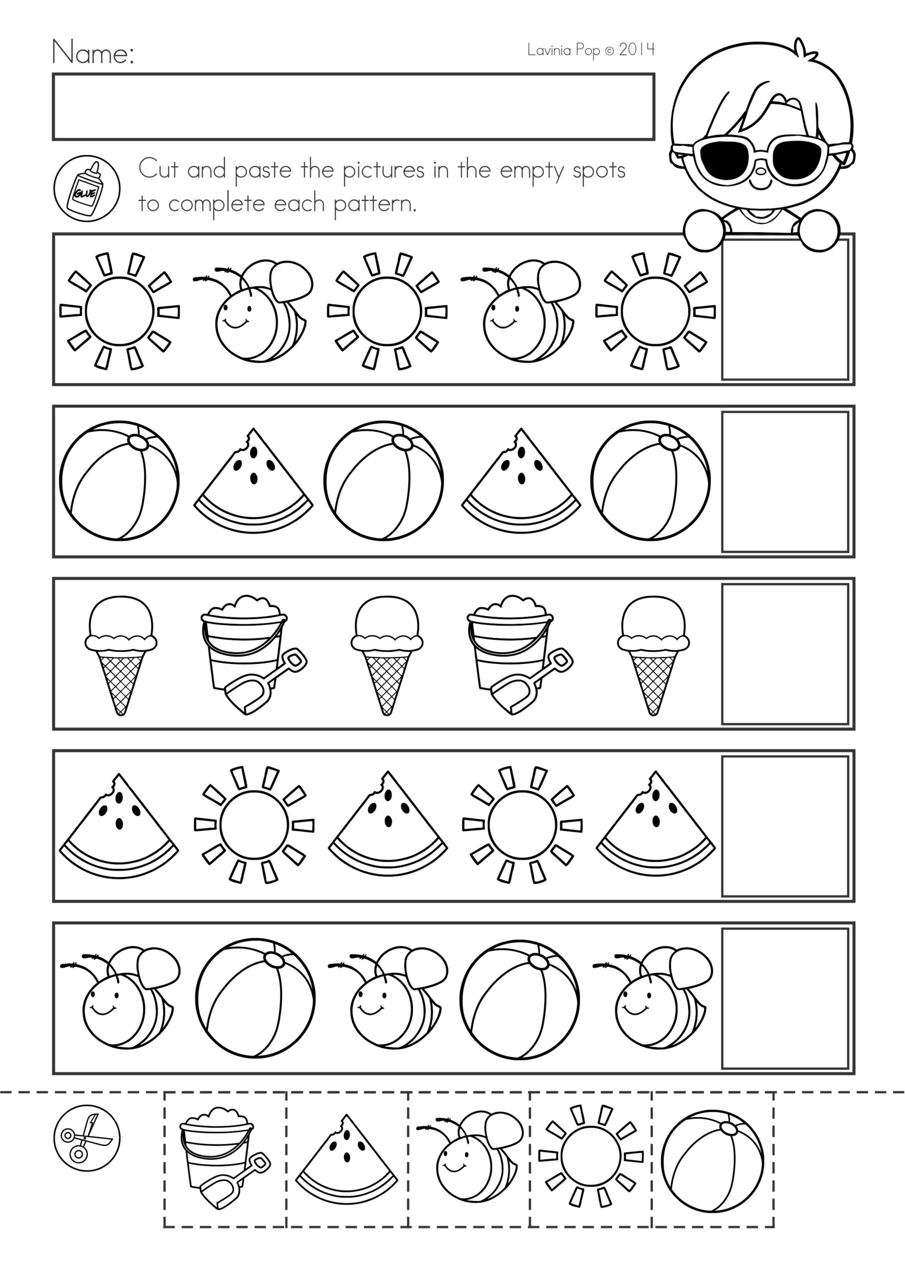 30 Kids Worksheets Preschool Cut And Paste