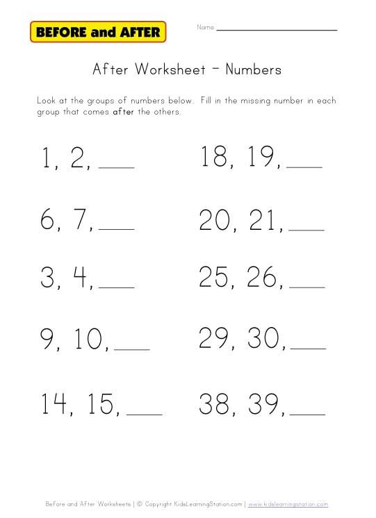 30 Kindergarten Math Worksheets What Comes After