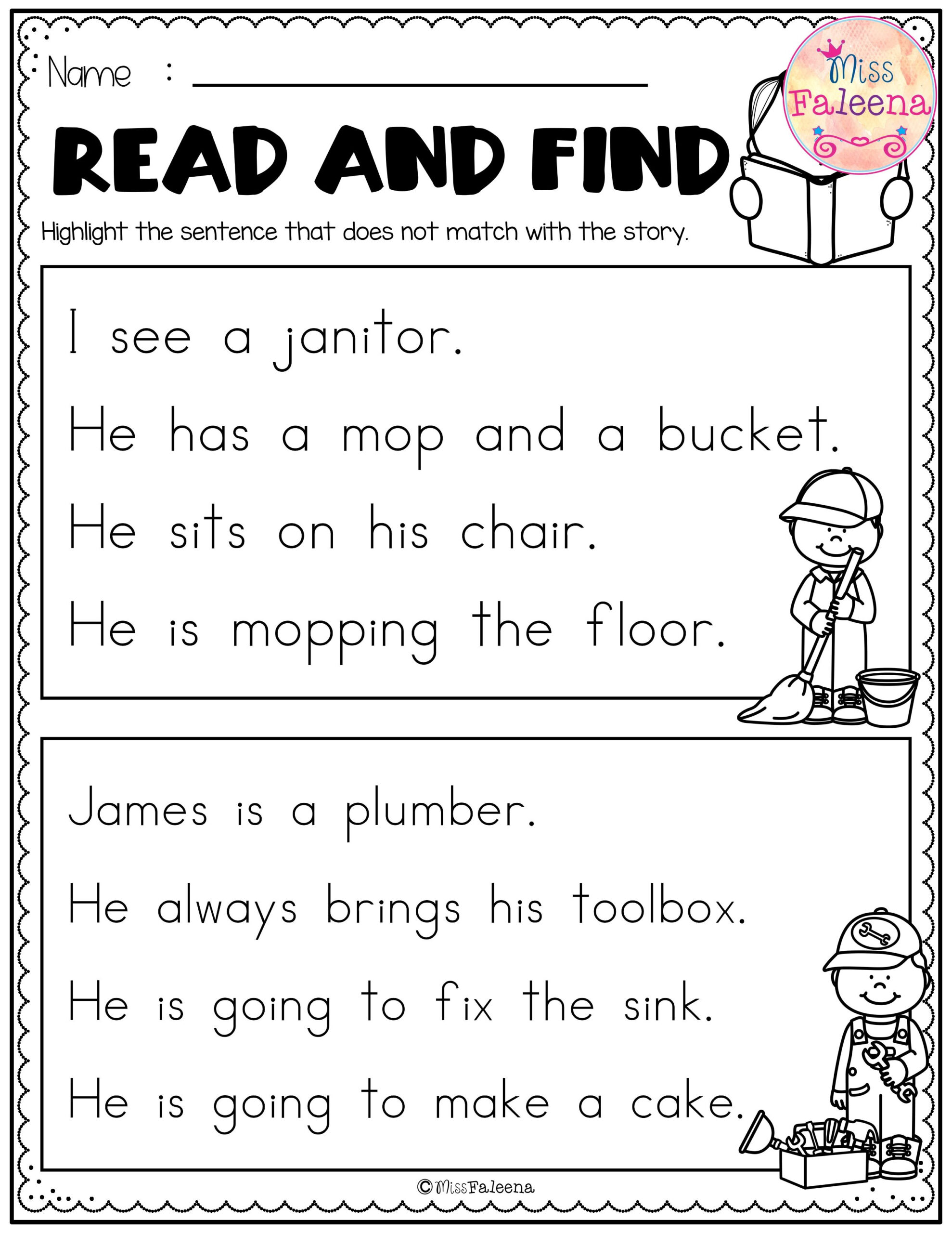 30 Kindergarten Reading Worksheets First Grade