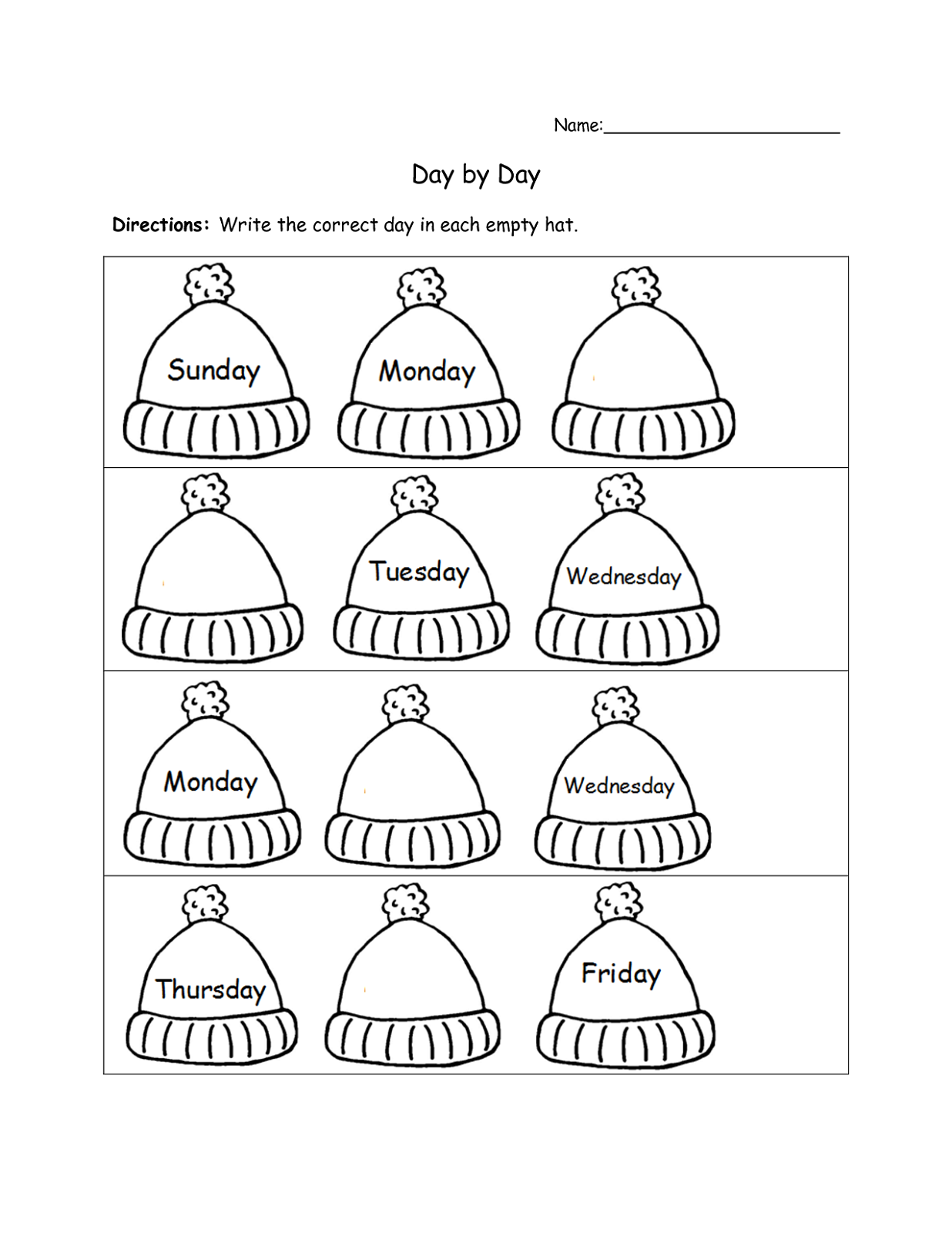 30 Kindergarten Worksheets Days Of The Week