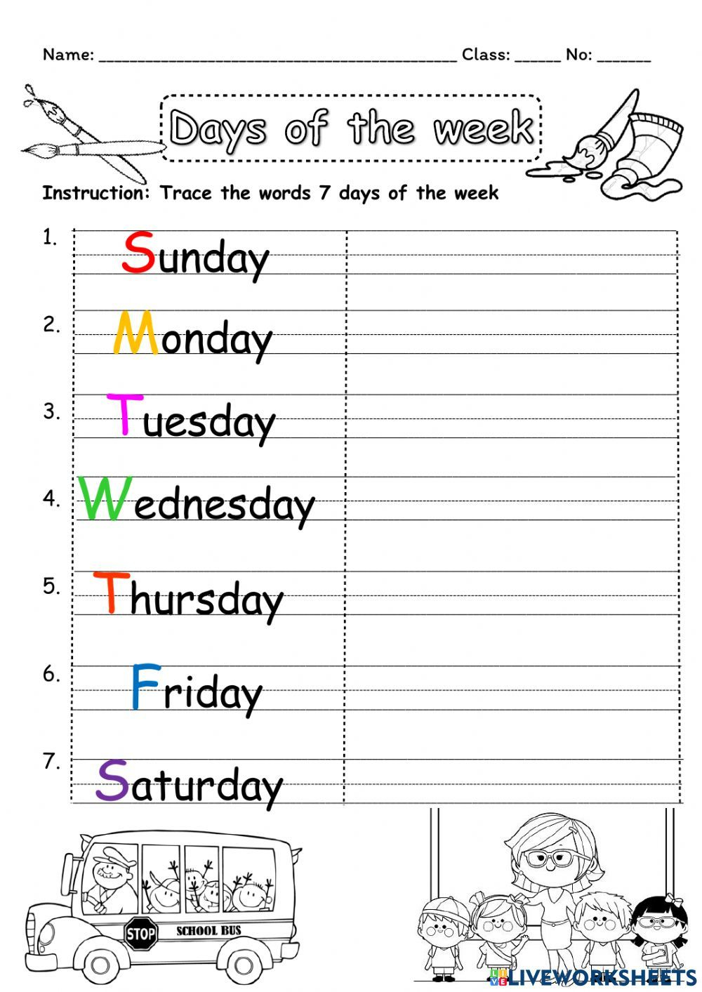 30 Kindergarten Worksheets Days Of The Week