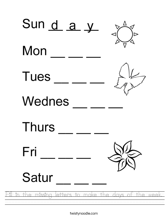 30 Kindergarten Worksheets Days Of The Week