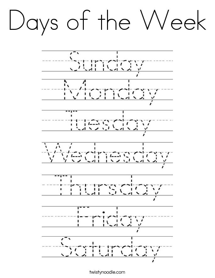 30 Kindergarten Worksheets Days Of The Week