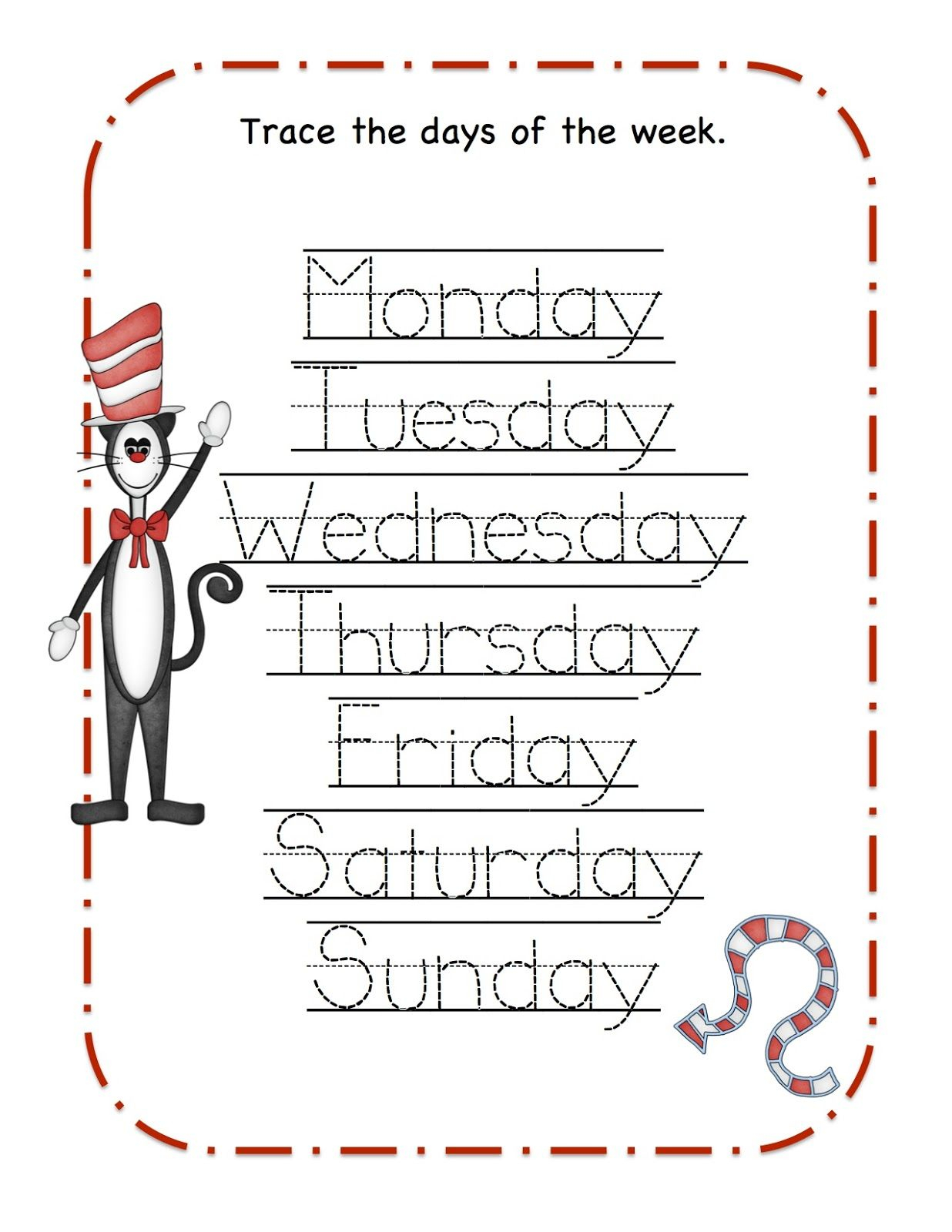 30 Kindergarten Worksheets Days Of The Week