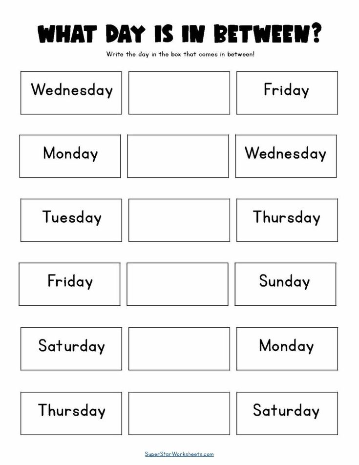 30 Kindergarten Worksheets Days Of The Week