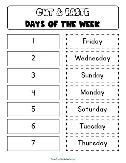 30 Kindergarten Worksheets Days Of The Week