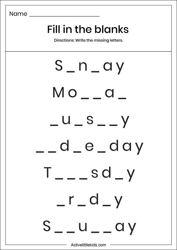 30 Kindergarten Worksheets Days Of The Week