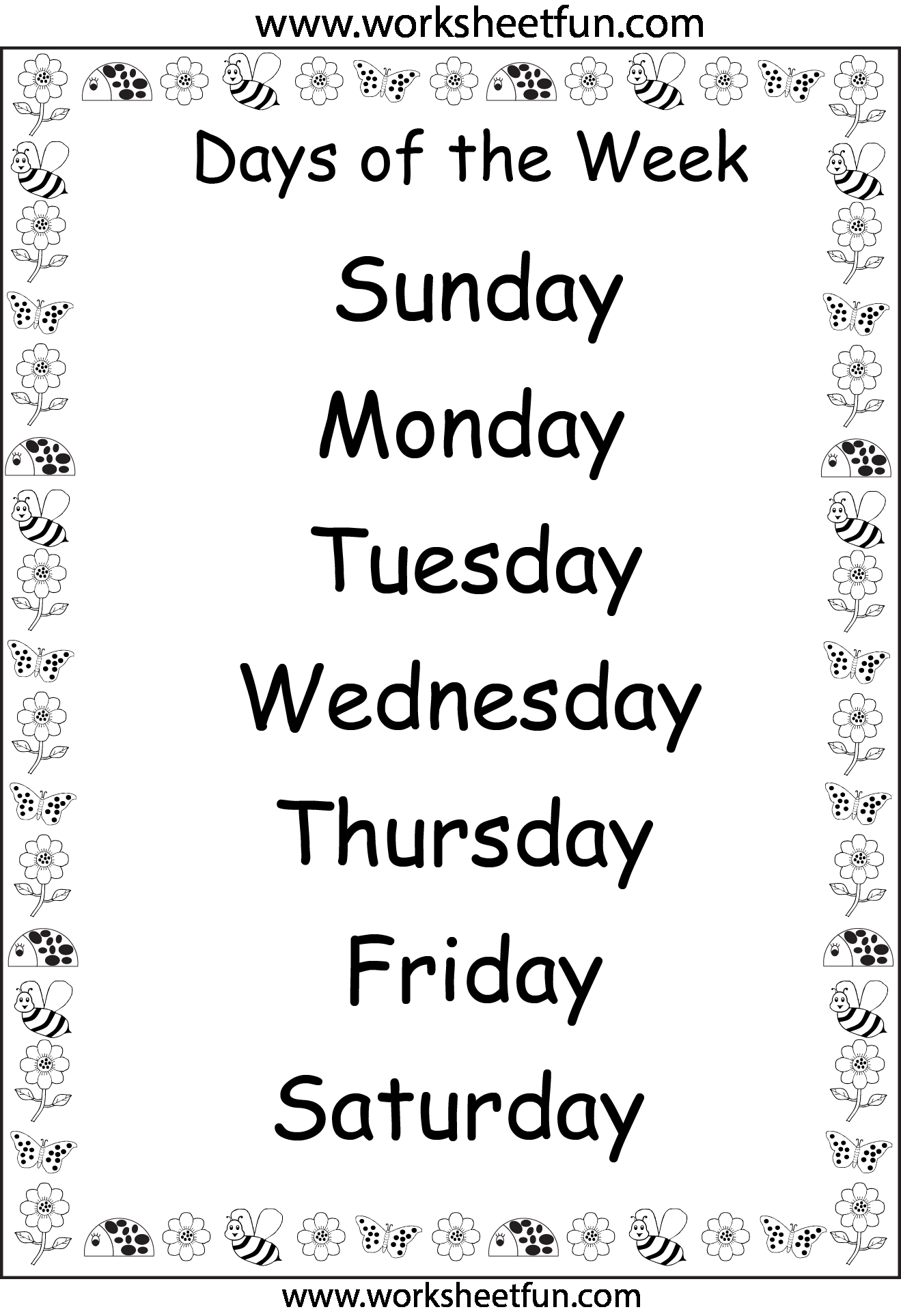 30 Kindergarten Worksheets Days Of The Week