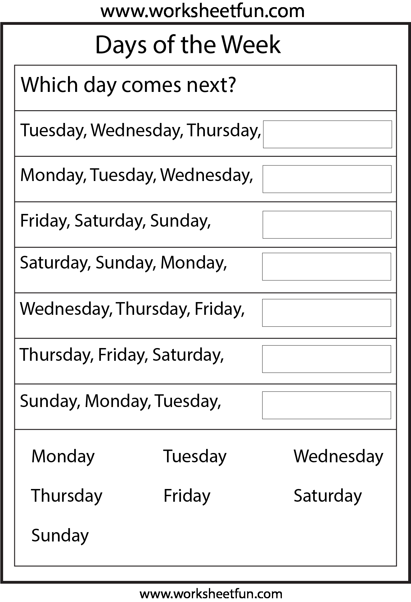 30 Kindergarten Worksheets Days Of The Week