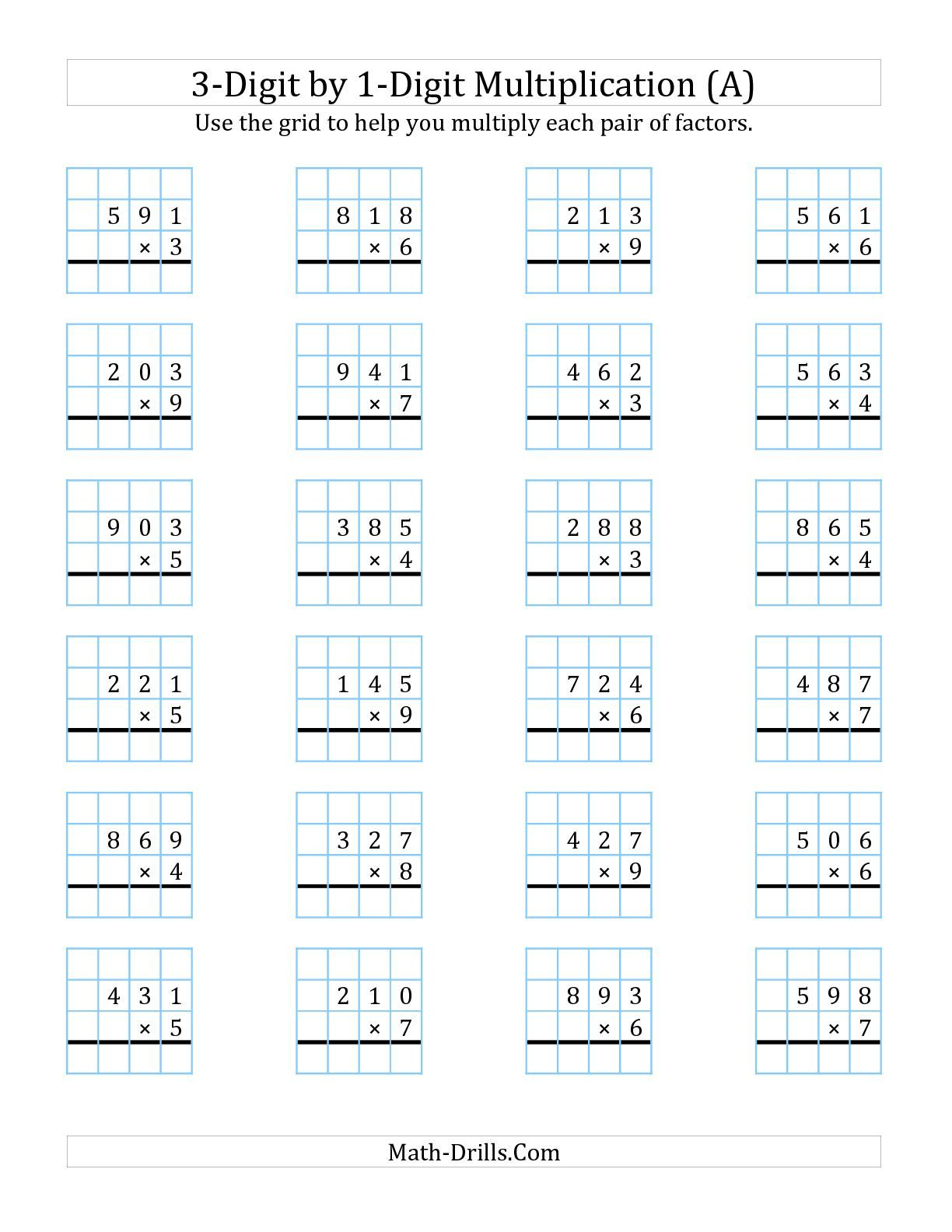 30 Math Multiplication Worksheets 3 Digit