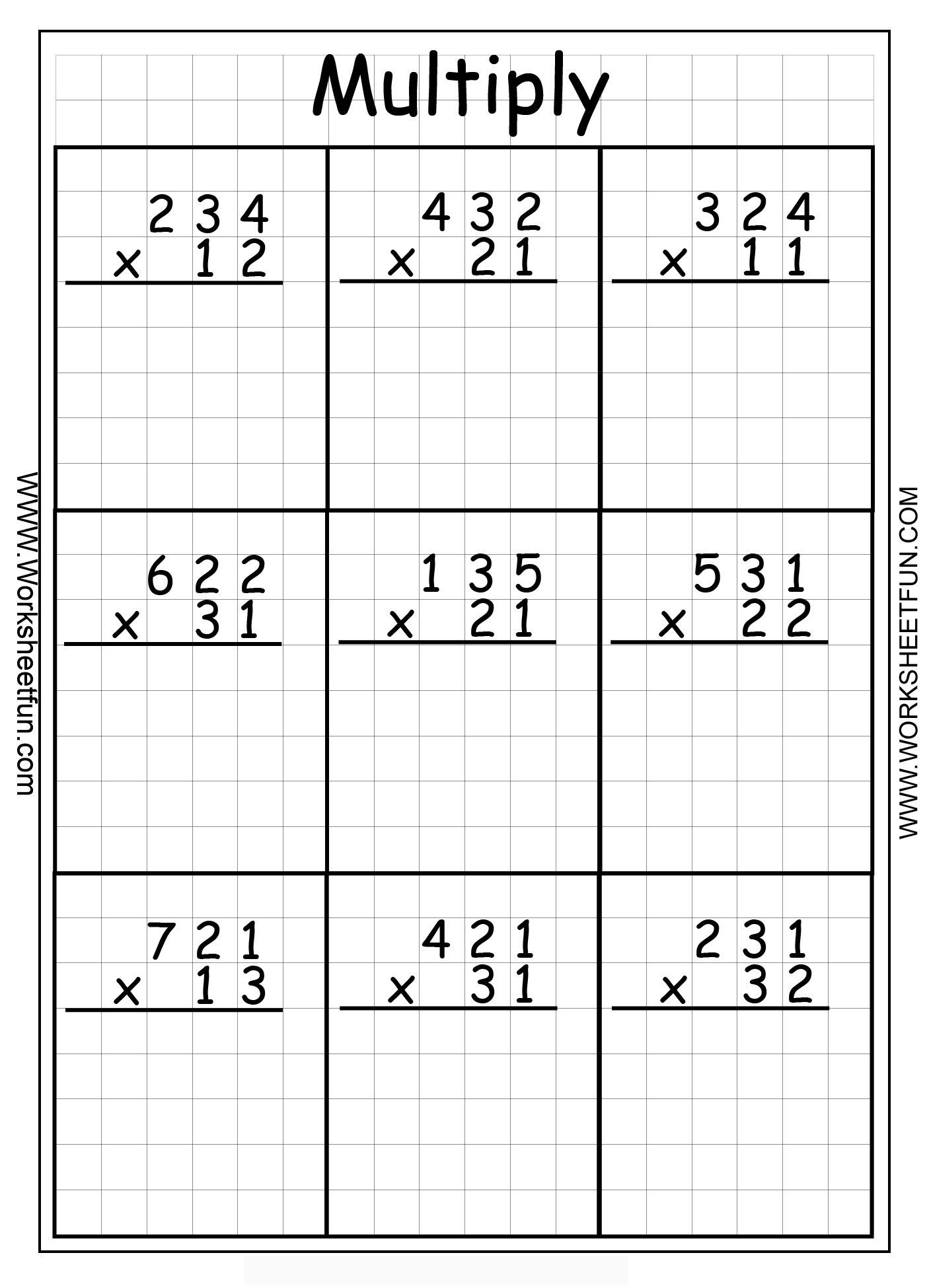 30 Math Multiplication Worksheets 3 Digit