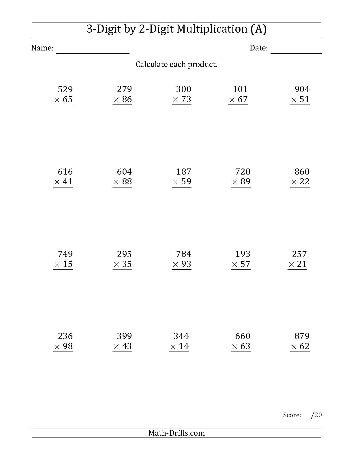 30 Math Multiplication Worksheets 3 Digit