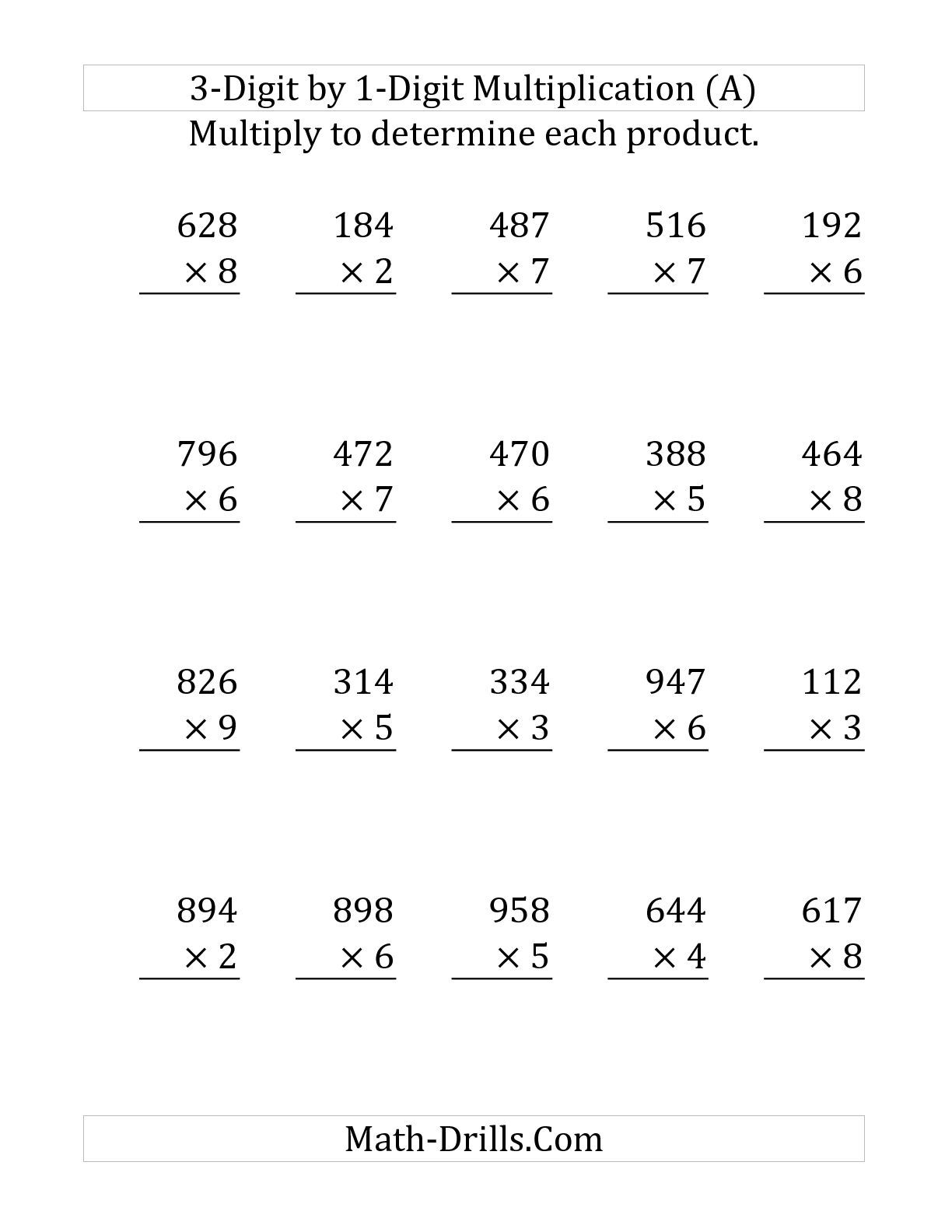 30 Math Multiplication Worksheets 3 Digit