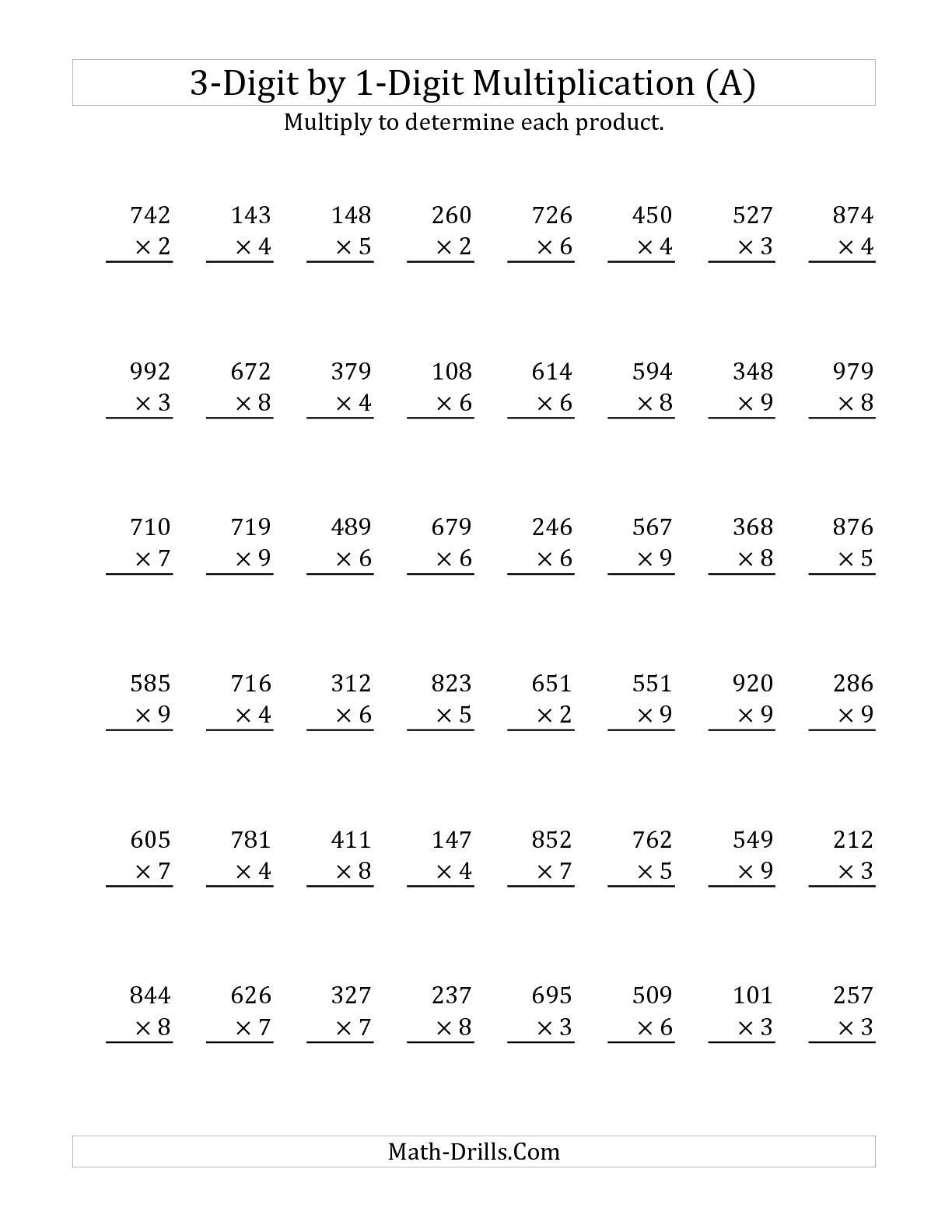 30 Math Multiplication Worksheets 3 Digit