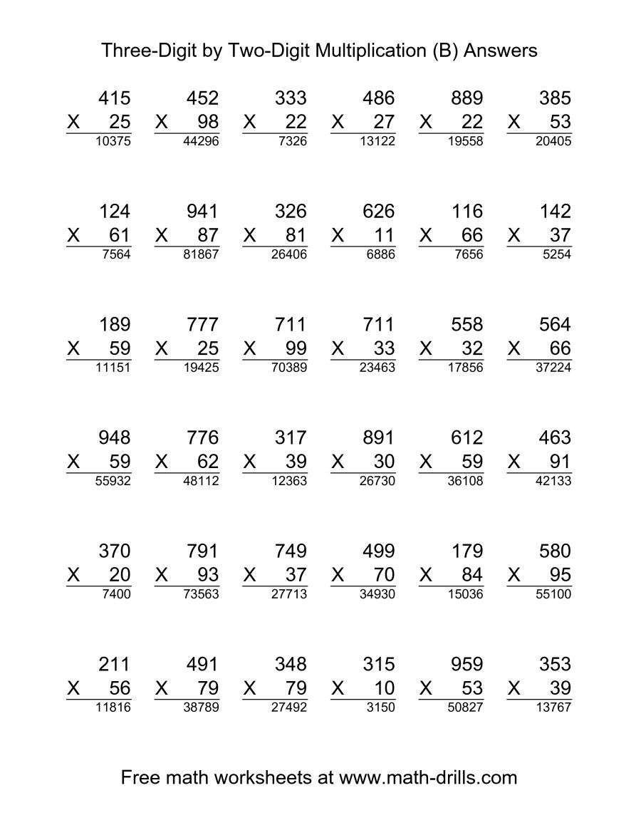 30 Math Multiplication Worksheets 3 Digit