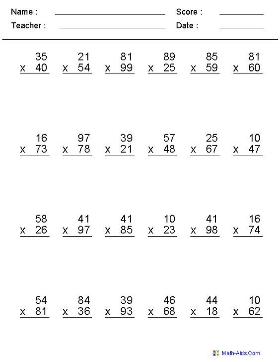 30 Math Multiplication Worksheets 3 Digit