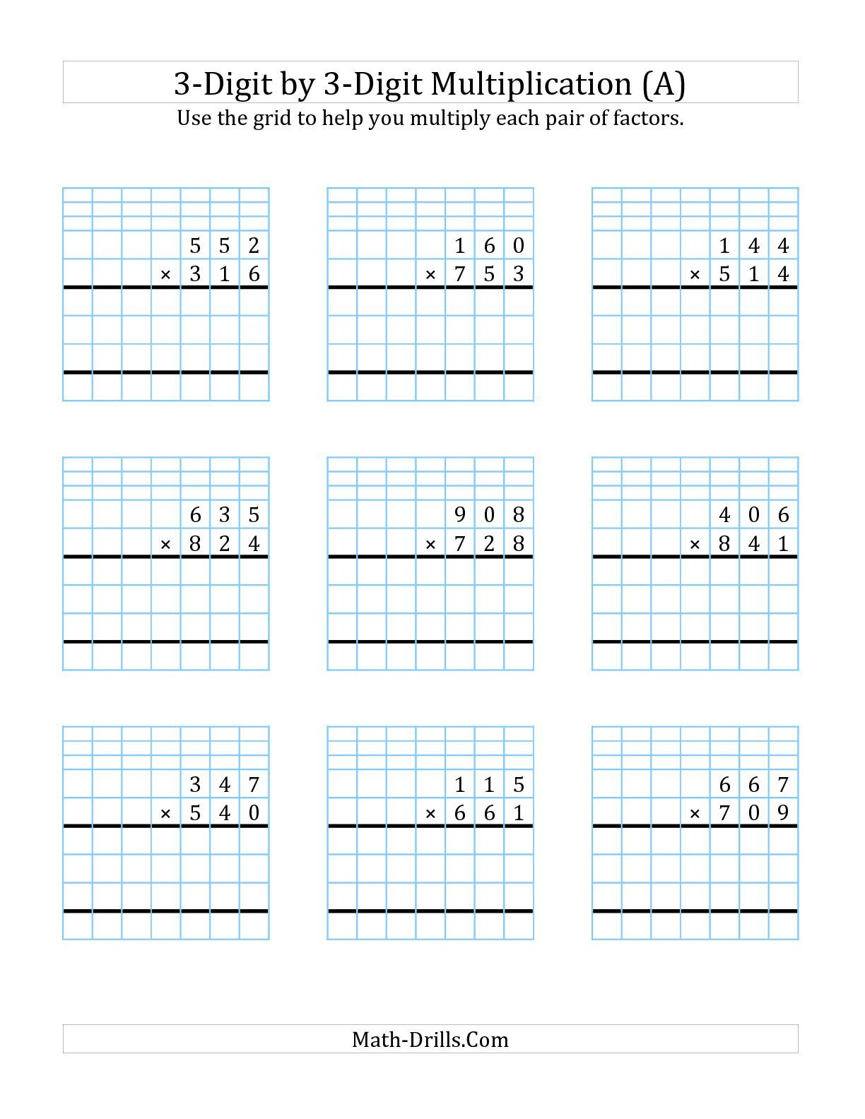 30 Math Multiplication Worksheets 3 Digit