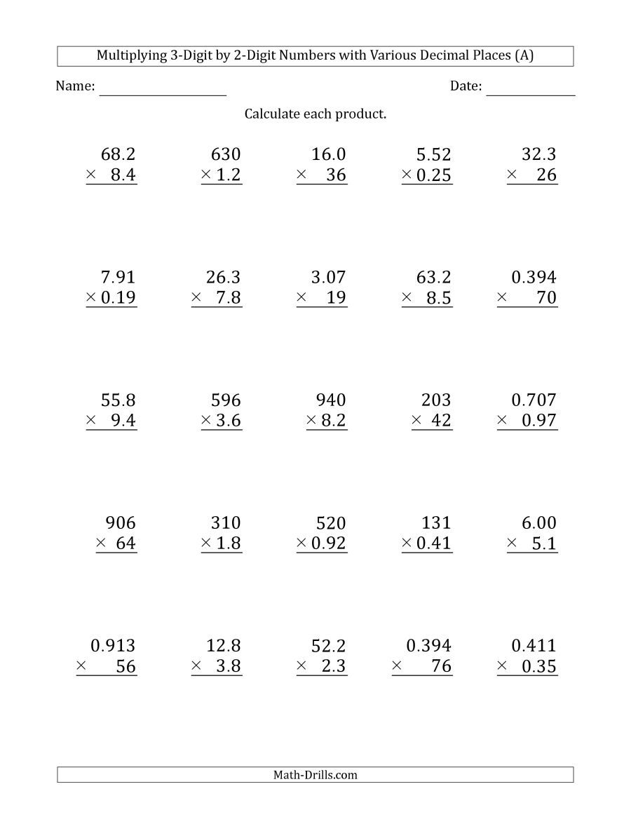 30 Math Multiplication Worksheets 3 Digit