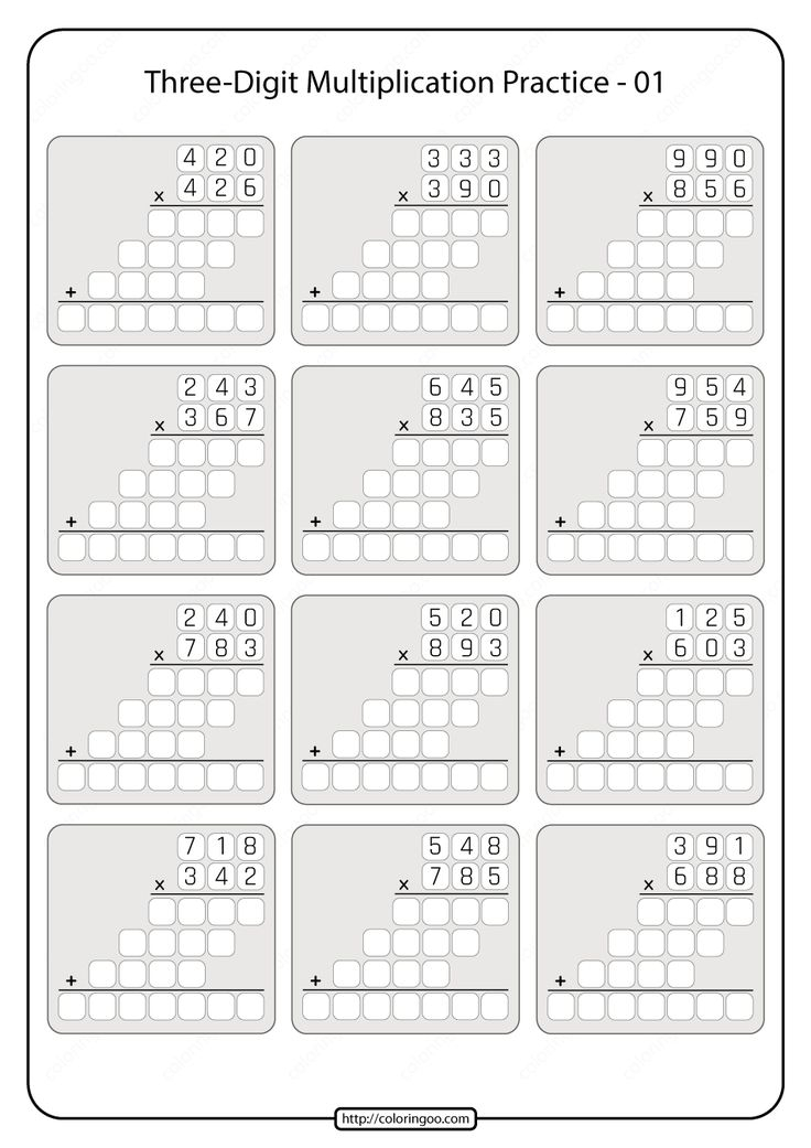 30 Math Multiplication Worksheets 3 Digit