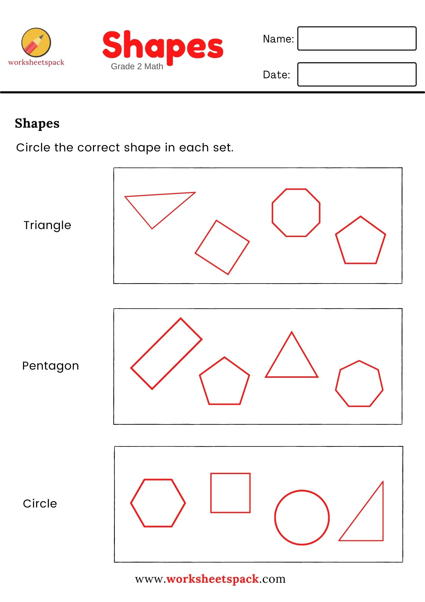 30 Math Worksheets 2Nd Grade Shapes