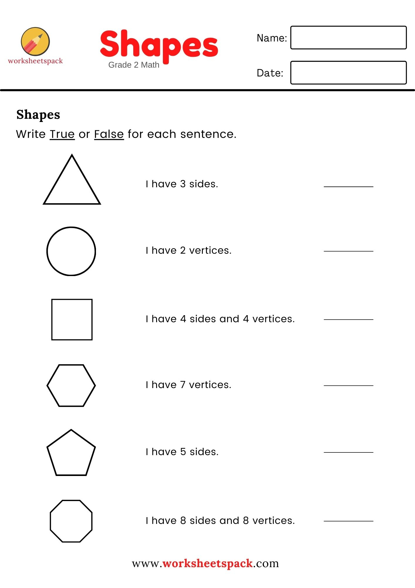 30 Math Worksheets 2Nd Grade Shapes