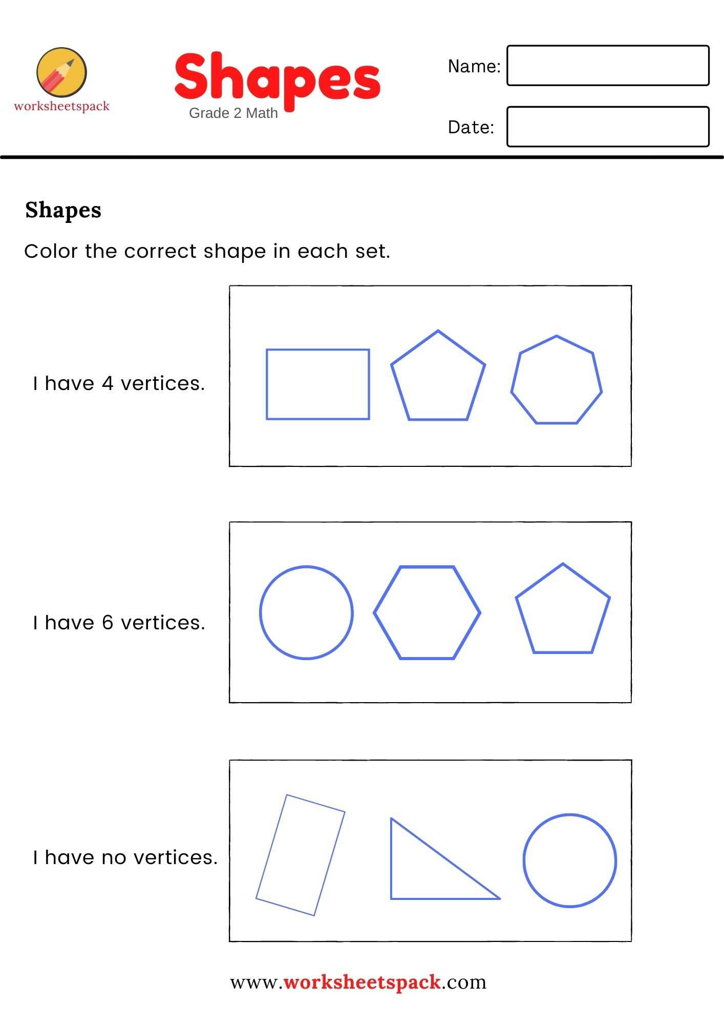 30 Math Worksheets 2Nd Grade Shapes