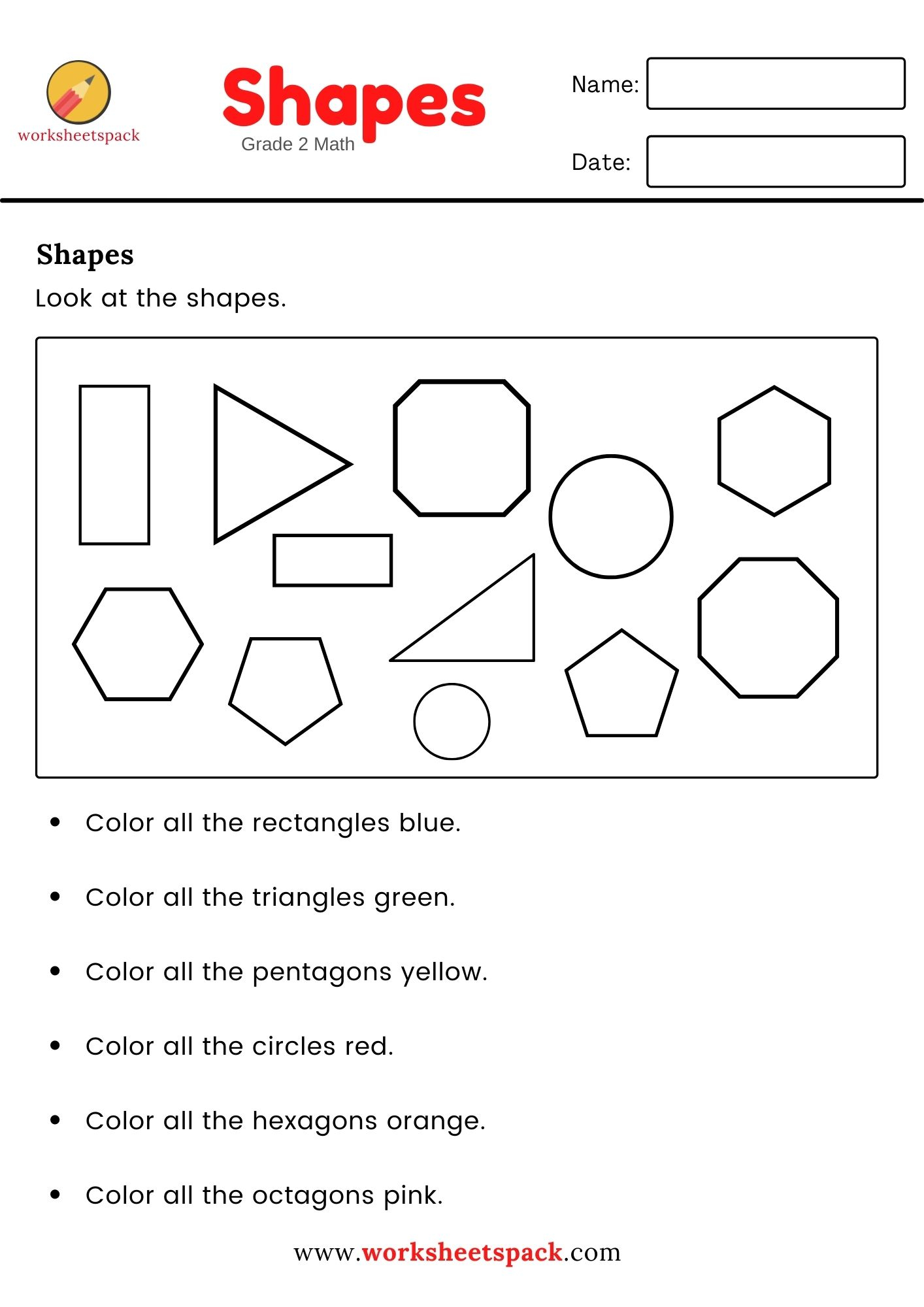 30 Math Worksheets 2Nd Grade Shapes