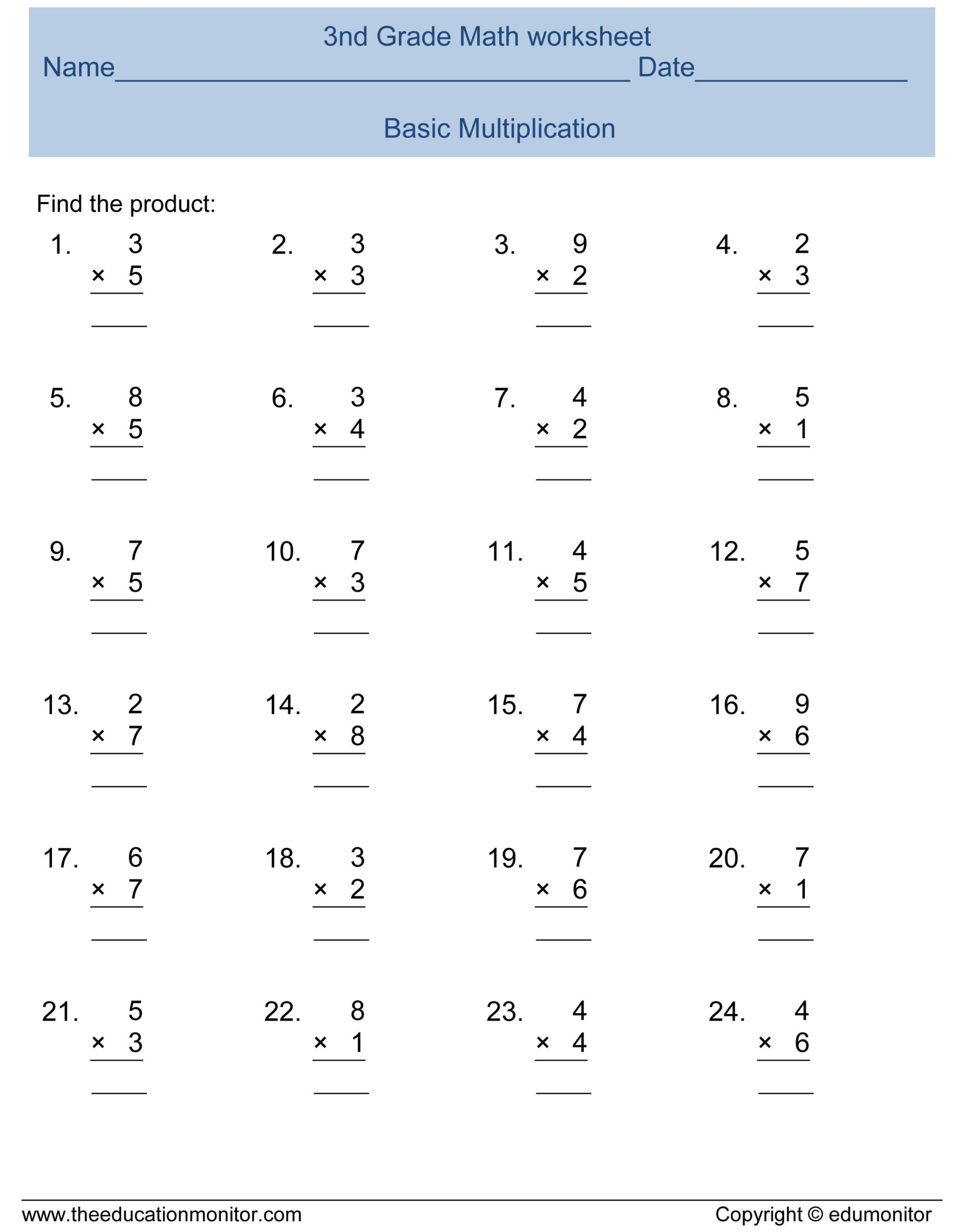 30 Math Worksheets 3Rd Grade Multiplication