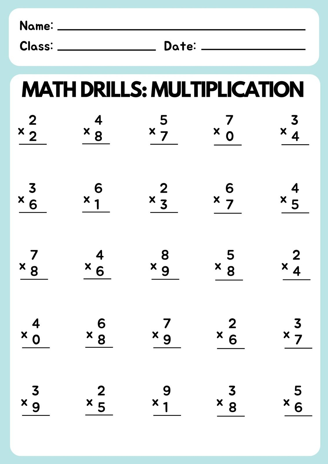 30 Math Worksheets 3Rd Grade Multiplication