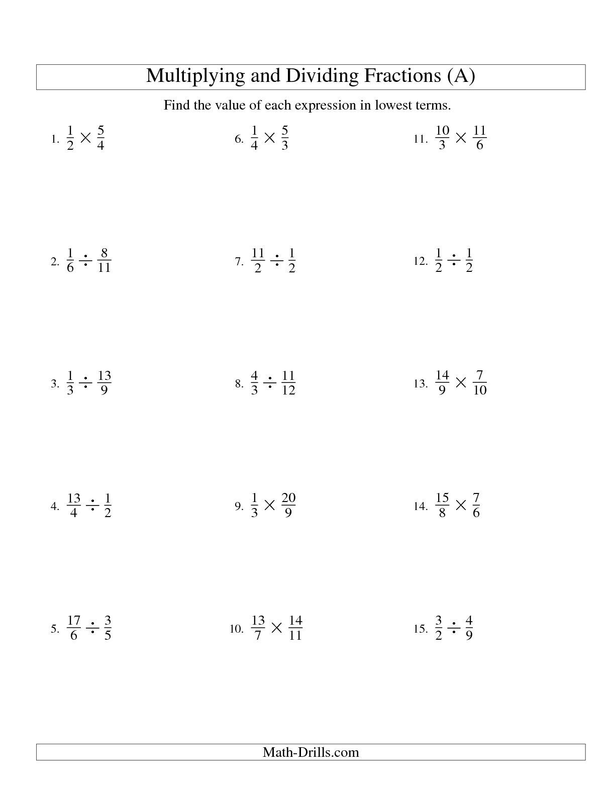 30 Multiplication Of Fractions Worksheets