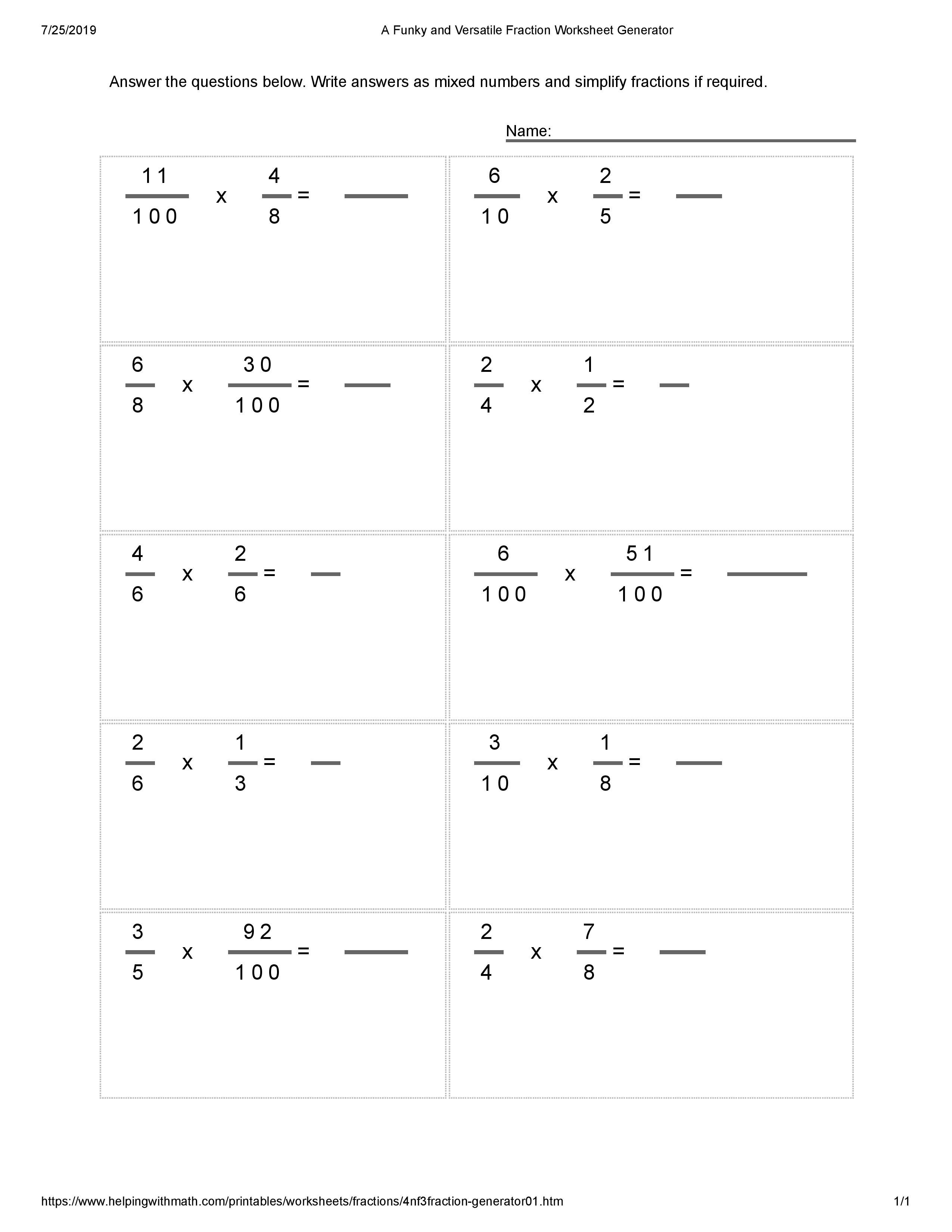 30 Multiplication Of Fractions Worksheets