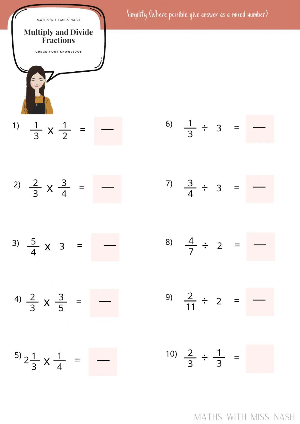 30 Multiplication Of Fractions Worksheets