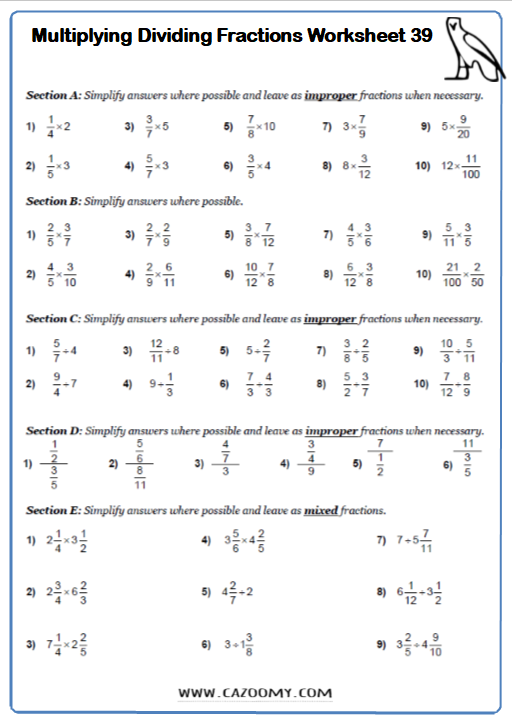 30 Multiplication Of Fractions Worksheets