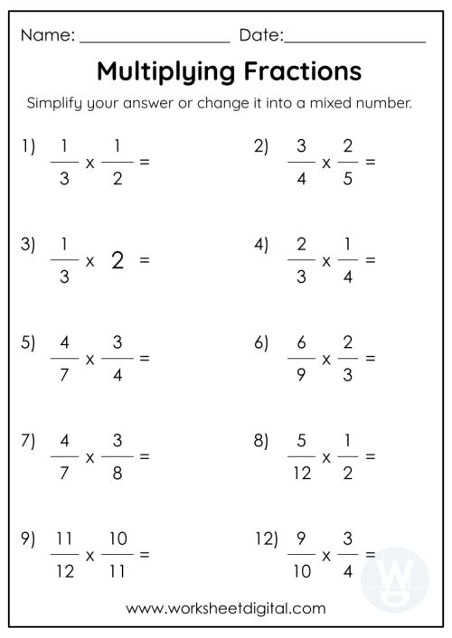 30 Multiplication Of Fractions Worksheets