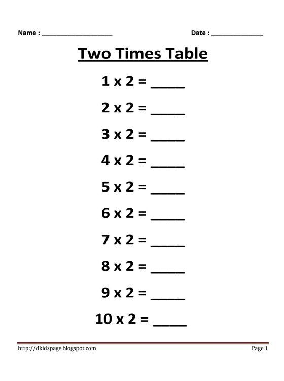 30 Multiplication Worksheets 2 Times Table