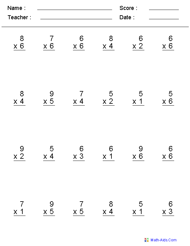30 Multiplication Worksheets 4Th Grade Homework