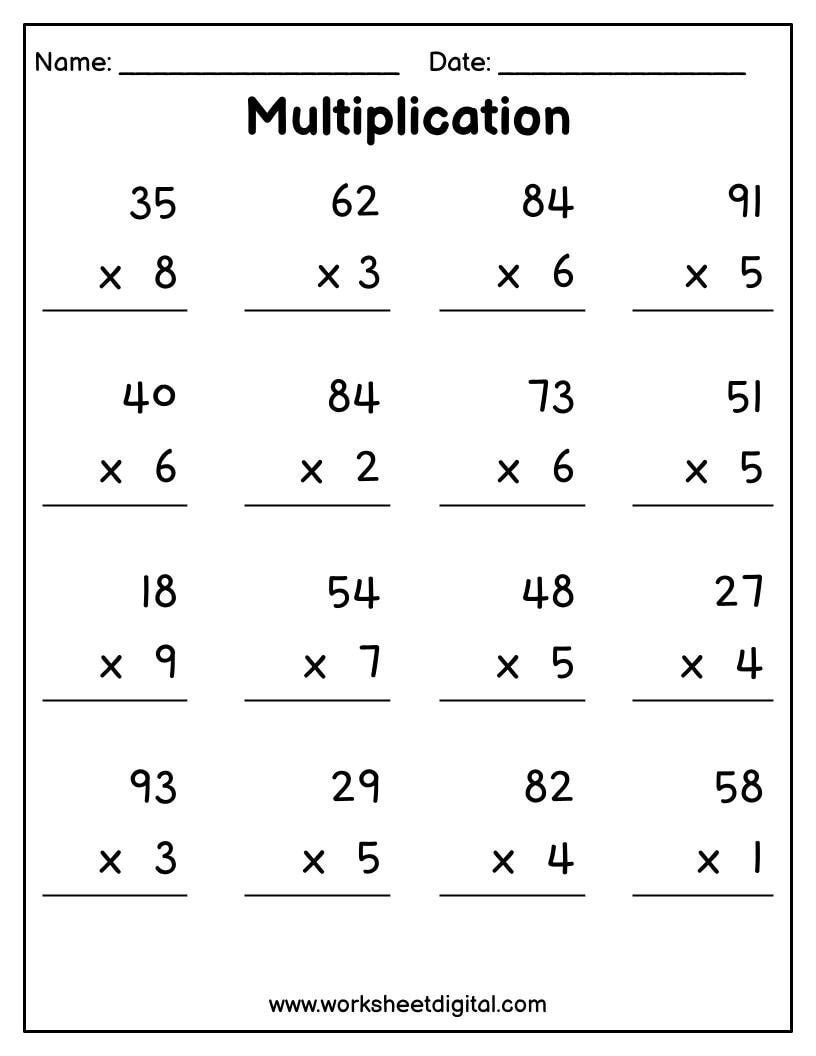 30 Multiplication Worksheets 4Th Grade Homework