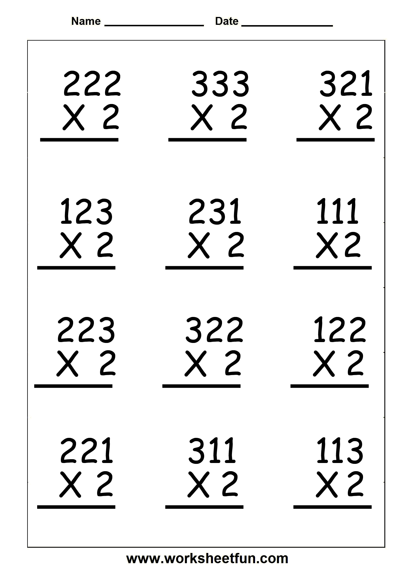 30 Multiplication Worksheets Without Regrouping