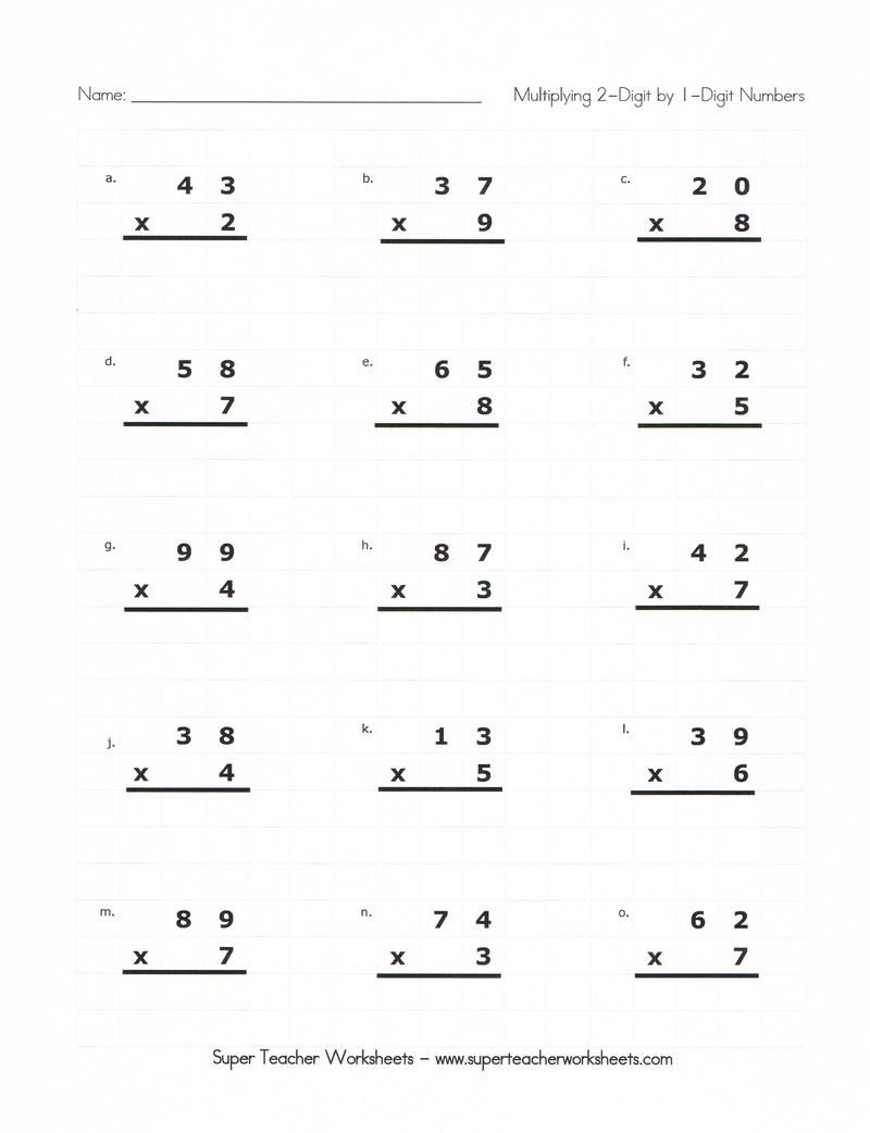 30 Multiplication Worksheets Without Regrouping