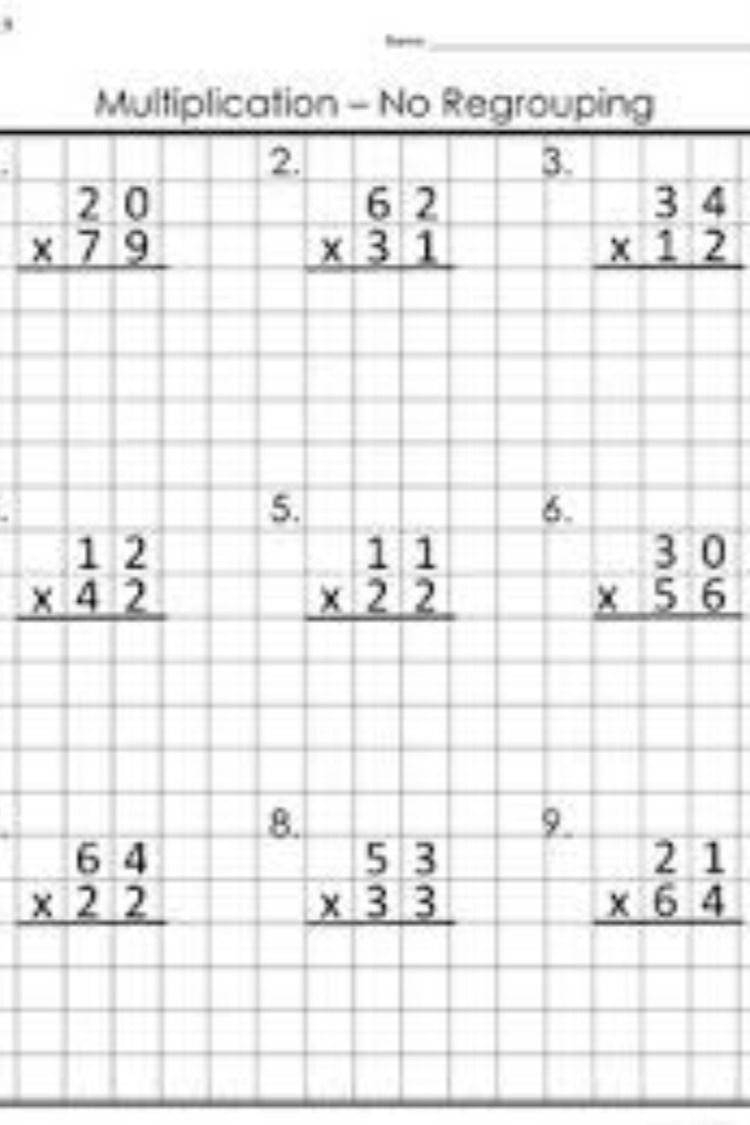 30 Multiplication Worksheets Without Regrouping