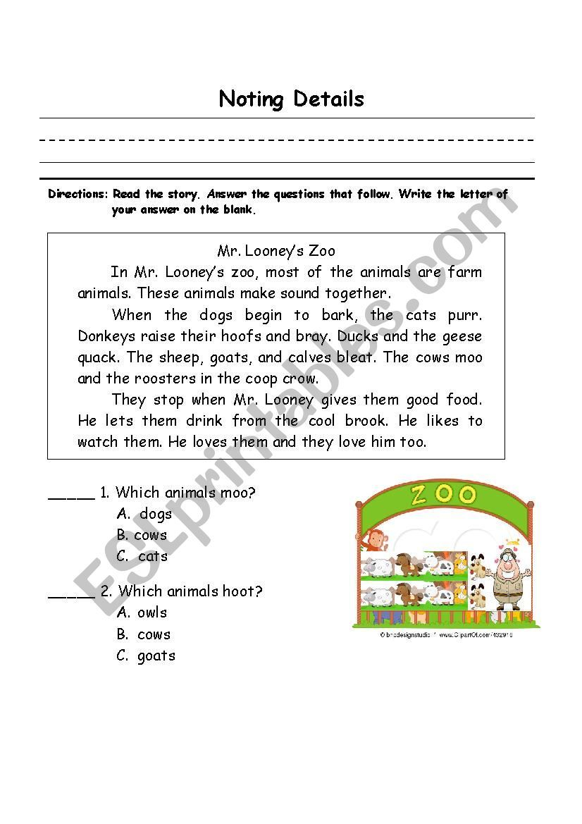 30 Noting Details Worksheets For Kindergarten