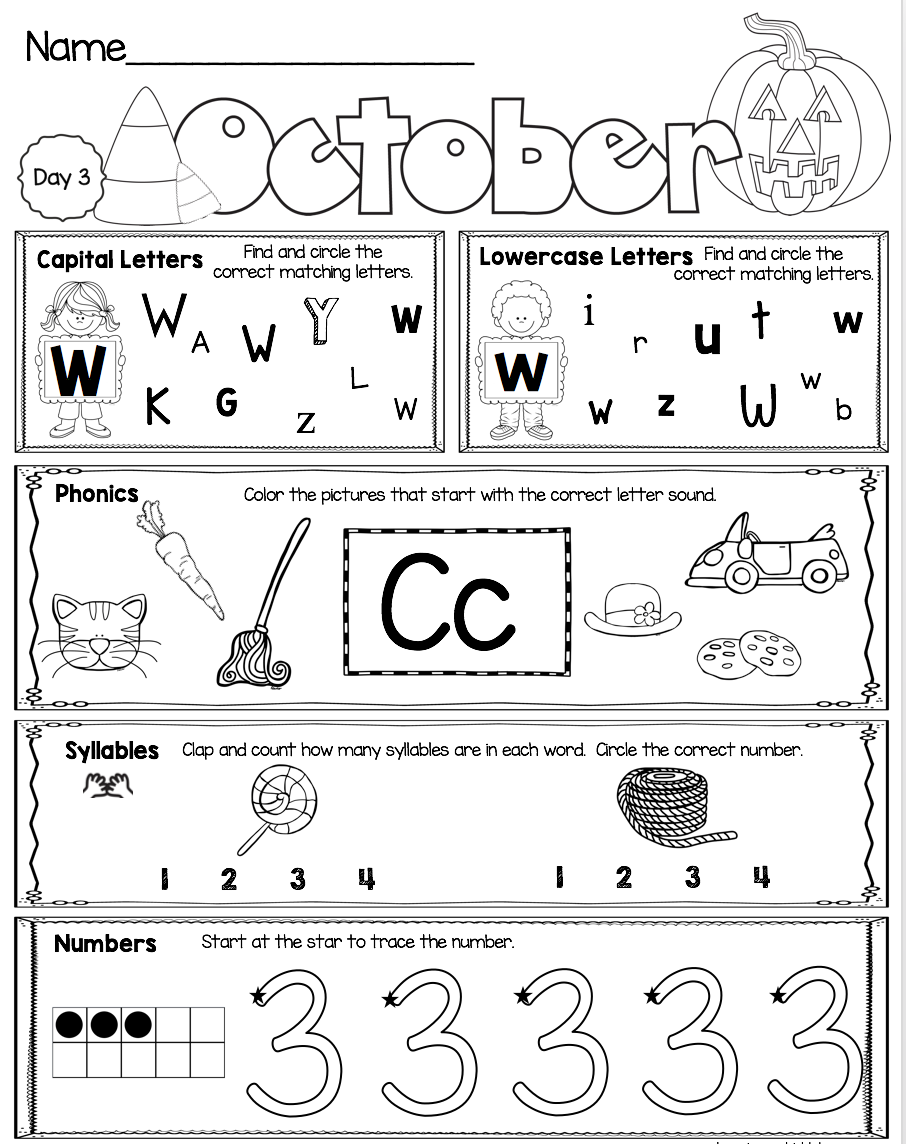 30 October Kindergarten Worksheets Free