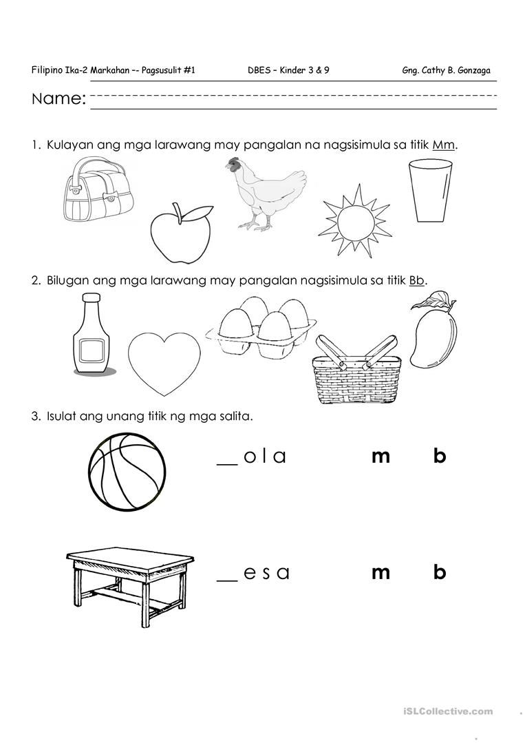 30 Reading Worksheets For Kindergarten Tagalog