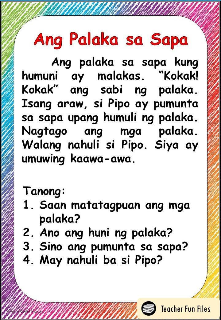 30 Reading Worksheets For Kindergarten Tagalog