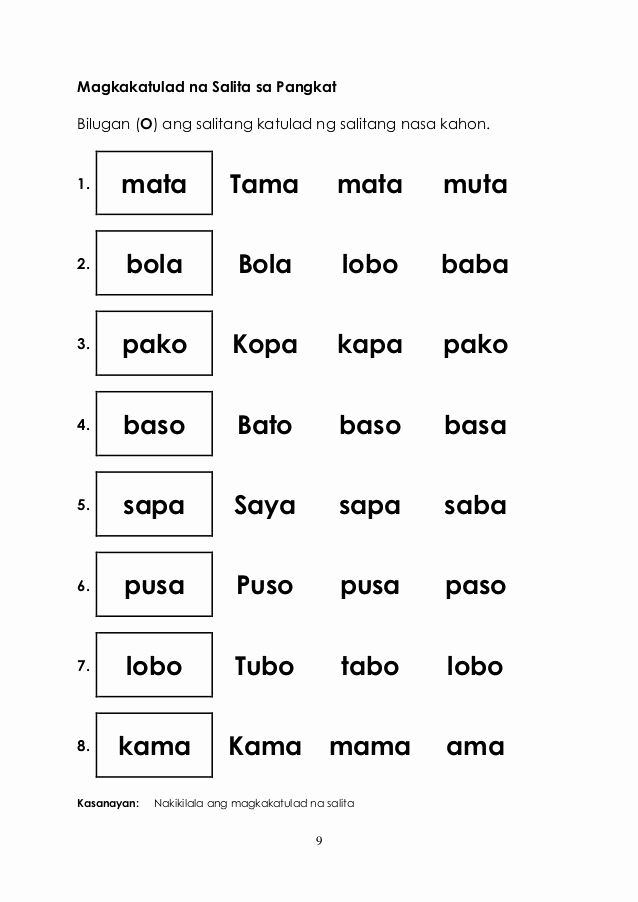 30 Reading Worksheets For Kindergarten Tagalog