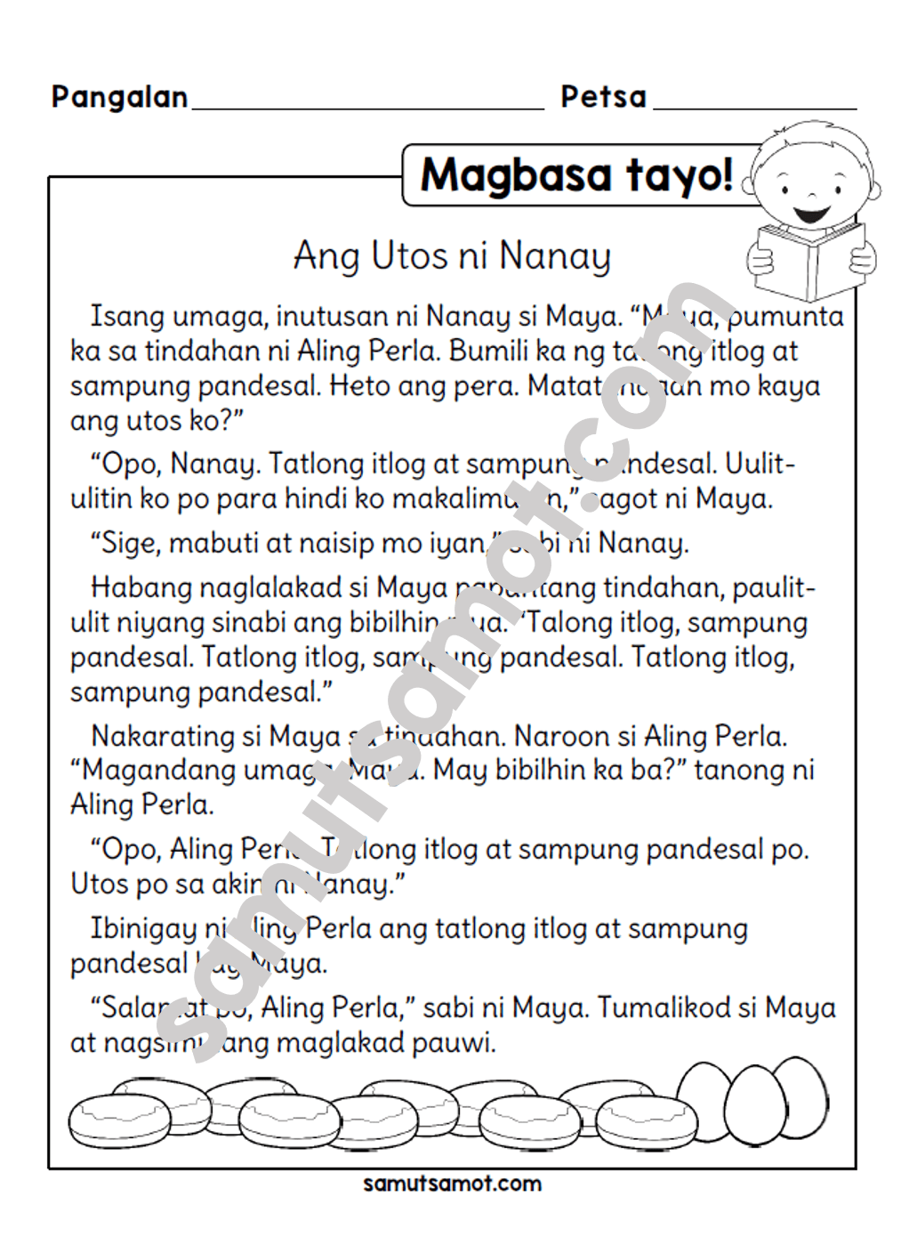 30 Reading Worksheets For Kindergarten Tagalog