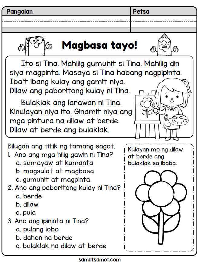 30 Reading Worksheets For Kindergarten Tagalog