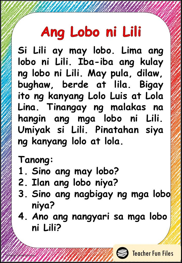 30 Reading Worksheets For Kindergarten Tagalog