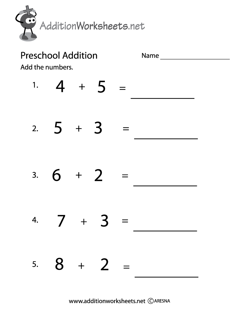 30 Simple Addition Worksheets For Preschool