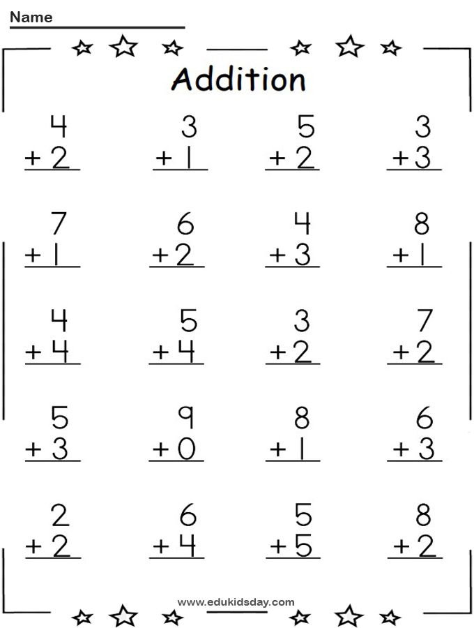 30 Single Digit Addition Worksheets Kindergarten